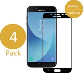 4x Screenprotector voor Samsung Galaxy J7 (2017) - Full Screen Rand tot Rand Tempered Glass Screenprotector Transparant met Zwart Carbon Bezel 3D 9H (Gehard Glas Screen Protector)