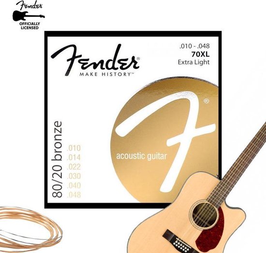 Rommelig pakket Bevestigen aan Fender 80/20 Bronze Full Bottom Gitaarsnaren Voor Akoestische gitaar |  bol.com