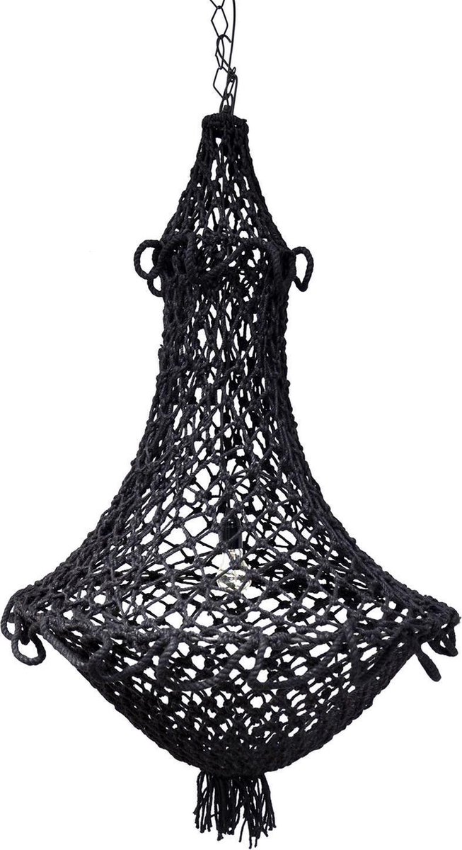 Kort geleden Betekenis Uittreksel HK living hanglamp touw zwart 110x75x75cm | bol.com