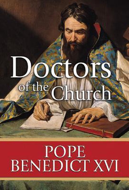Boekomslag met een schilderij van een bebaarde man in blauwe gewaden die schrijft, met de tekst Doctors of the Church.