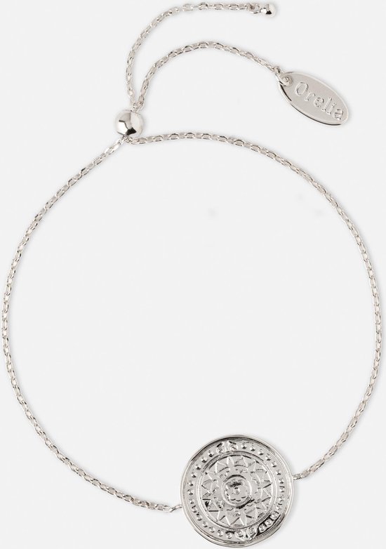 Orelia armband met ingegraveerd muntje zilverkleurig