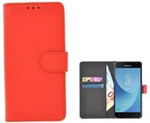 Rood Effen Wallet Bookcase Hoesje Samsung Galaxy J3 2017