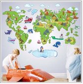 Pinehouse XL muursticker Wereldkaart voor kinderen