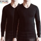 DICE 2-pack Longsleeve V-hals shirts zwart maat M