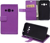 Litchi Cover wallet case hoesje Samsung Galaxy Xcover 3 paars