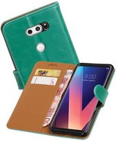 Zakelijke Book Case Telefoonhoesje Geschikt voor de LG V30 - Portemonnee Hoesje - Pasjeshouder Wallet Case - Groen