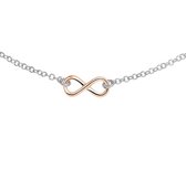 The Fashion Jewelry Collection Ketting Infinity 2,1 mm 40 + 4 cm - Zilver - Rosegoudkleurig