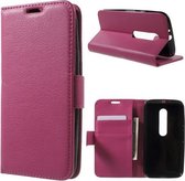 Litchi Cover case hoesje Motorola Moto G 3rd gen 2015 roze
