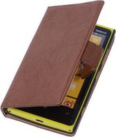 BestCases Bruin Nokia Lumia 1320 Stand Luxe Echt Lederen Book Wallet Cover