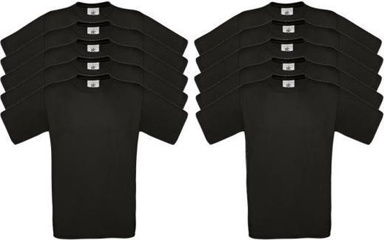 10 pack - B&C Basic T-shirts - 100% katoen - zwart - XL | bol
