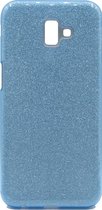 HB Hoesje Geschikt voor Samsung Galaxy J6 Plus - Glitter Back Cover - Blauw