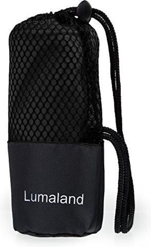 Lumaland - Reishanddoek - extra licht - microvezel - rond verpakt - 40x80cm - Zwart