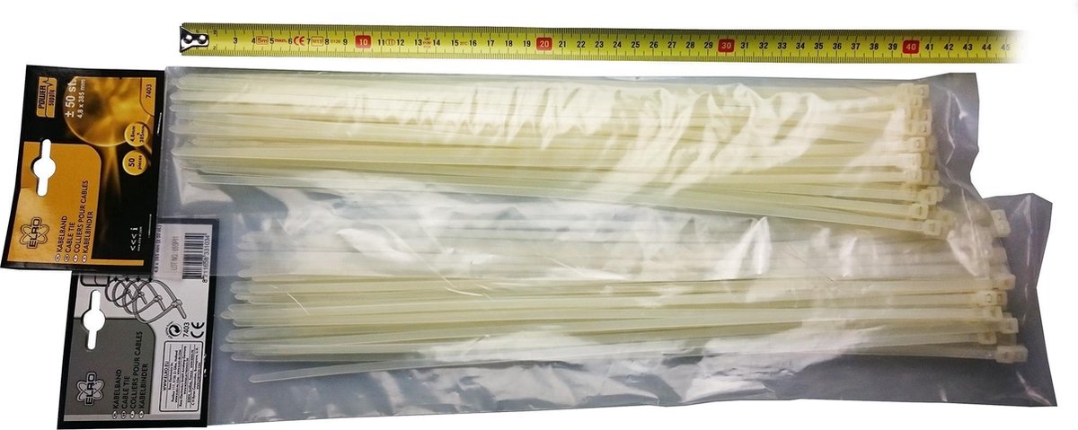 Duopack grote ELRO kabelbinders, tie-wraps, trekbandjes, 4,8 x 385mm, 100 stuks | ZEER STERK!