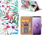 Flamingo Boekmodel Hoesje Samsung Galaxy S9 Plus - Roze