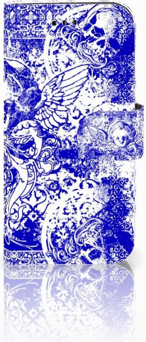 Telefoonhoesje met Naam Samsung Galaxy A3 2017 Angel Skull Blauw