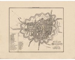 Historische kaart, plattegrond van de stad Groningen in Groningen uit 1867 door Kuyper van Kaartcadeau.com