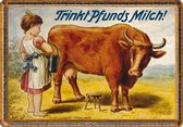 Trinkt Pfunds Milch Metalen wandbord  in reliëf 20 x 30 cm.