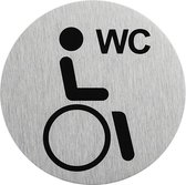 Aluminium deurbordje " pictogram gehandicapten toilet " Ø75mm