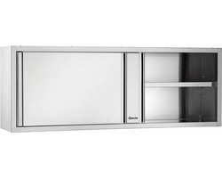 Hangkast RVS - met 2 Schuifdeuren - 1 Verstelbaar Tussenschap | 1400(B) | 400(D) | 660(H)mm