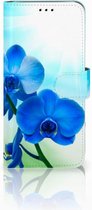 Geschikt voor Samsung Galaxy J6 2018 Book Case Design Orchidee Blauw