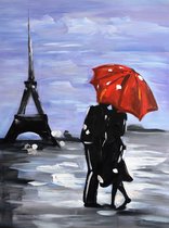 Schilderij romantisch Eiffeltoren 75x100 Handgeschilderd - Artello - handgeschilderd schilderij met signatuur - schilderijen woonkamer - wanddecoratie - 700+ collectie Artello schi