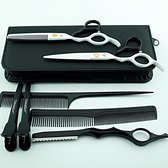 Akyol - Linkshandig Kappersschaar Set Zwart Wit + styling Razor