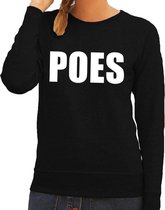 Poes tekst sweater / trui zwart voor dames M