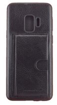 Xssive Premium Back Cover met 1 pasje - kaarthouder - Card Bag voor Samsung Galaxy S9 G960 - Leder Look - Zwart