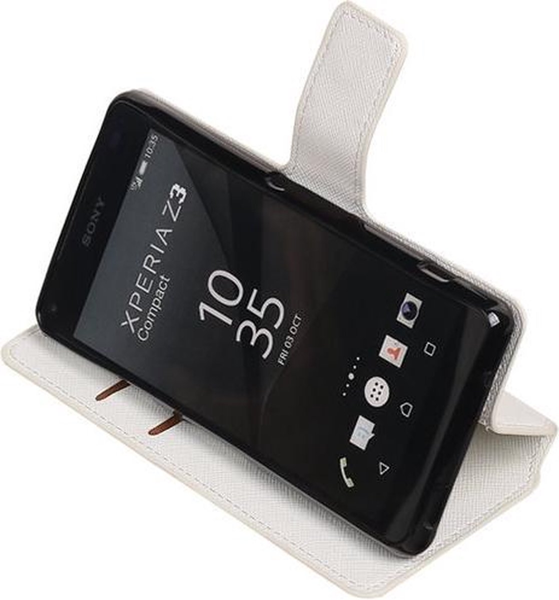BestCases.nl Wit Sony Xperia Z3 Compact TPU wallet case booktype hoesje HM Book