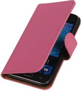 Effen Roze Samsung Galaxy J1 - Book Case Wallet Cover Hoesje