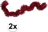 Kerstslinger - 2 stuks - Folieslinger - Rood - 15 cm x 2 m