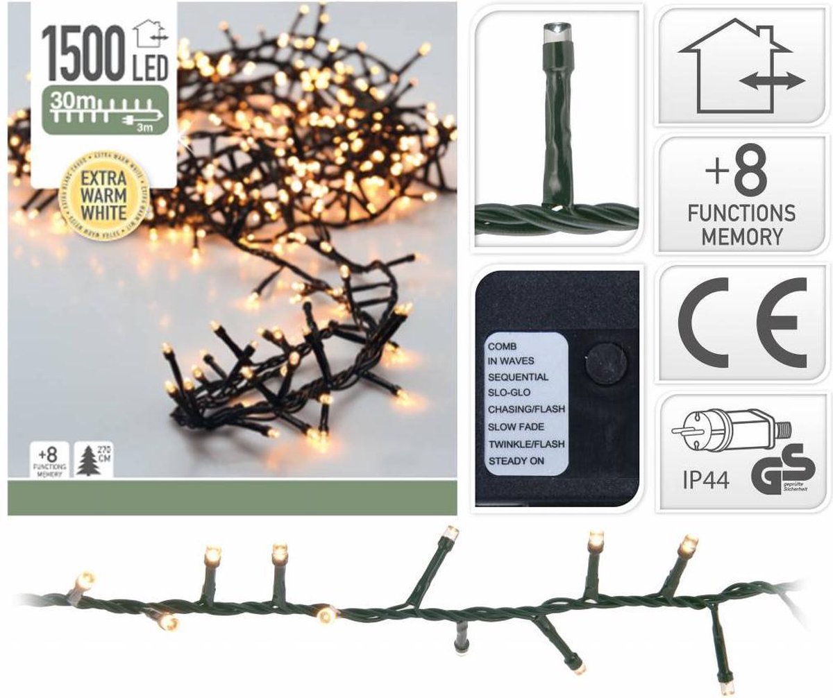 Kerstverlichting 1500 LED Extra Warm Wit met 8 Standen