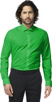 OppoSuits Evergreen Shirt - Heren Overhemd - Casual Effen Gekleurd - Groen - Maat EU 37/38