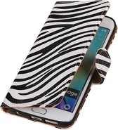 Zebra Hoesje Samsung Galaxy S6 Edge - Book Case Wallet Cover Hoes