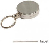 Zilveren metalen yoyo met kabel en sleutelring / Skipashouder type EG43