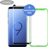 4x Samsung Galaxy S9 Screenprotector Gehard Glas van iCall - Tempered Glass Case-Friendly Zwart en Lijm over het Hele Beeld (+ Installatie-tool)