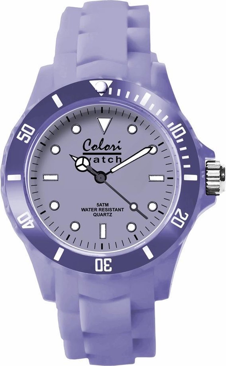 Colori Classic 5 COL145 Horloge - Siliconen Band - Ø 40 mm - Lila Paars