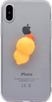 Shop4 - iPhone Xs Hoesje - Zachte Back Case 3D Eend Geel