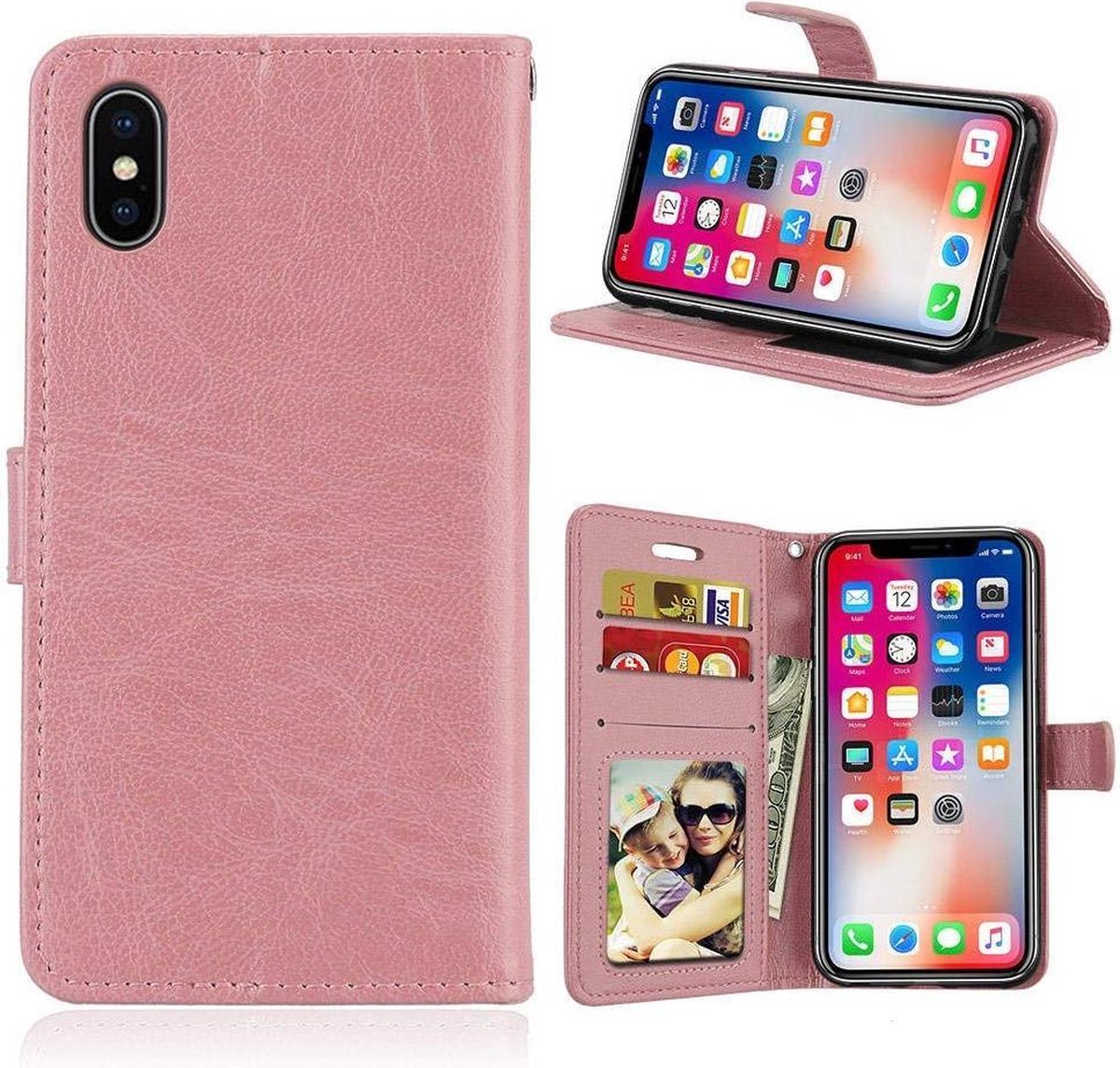 Telefoonhoes Portemonnee hoesje Geschikt voor: iPhone Xs Max - rose gold