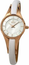 Obaku Denmark  Dameshorloge - V110L VWRW - Rosekleurige kast - Witte leren band - Ø24.5 mm