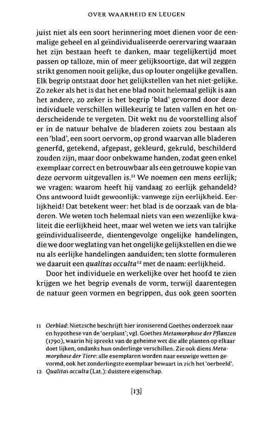 Pagina uit een boek met Nederlandse tekst, 'Over waarheid en leugen'.