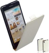 TCC Luxe Leder hoesje Huawei Ascend P6 Flip Case/Cover - Wit