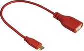 Hama 0.15m USB2.0-A/micro USB2.0-B USB-kabel 0,15 m Micro-USB B USB A Rood