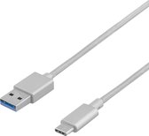 DELTACO USBC-1257 USB-A naar USB-C kabel - USB 3.1 Gen 1 - 1 meter - Zilver