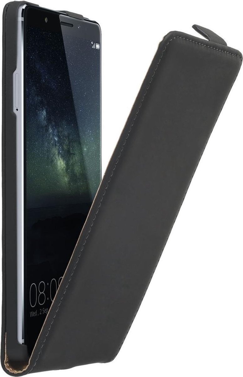 Zwart lederen flip case Huawei Mate S cover hoesje