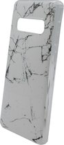 HB Hoesje Geschikt voor Samsung Galaxy S10 met Print - Marmer Back Cover - Wit