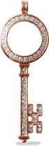 Silventi Lockits 982401147 Stalen muntenhouder - sleutel met kristal - voor 20 mm dikte 2 mm munt - Roségoudkleurig