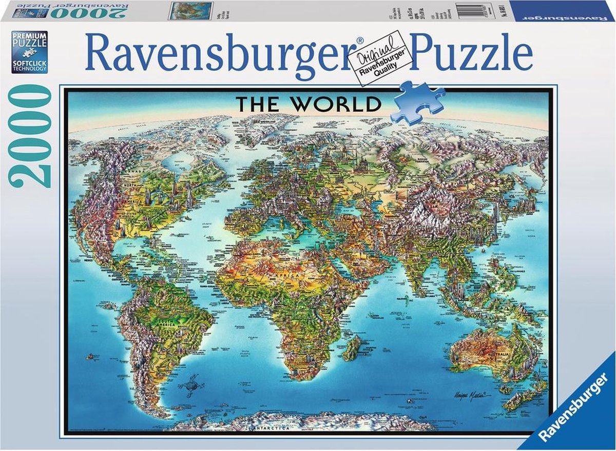 Veilig zeven Definitief Ravensburger puzzel Wereldkaart - Legpuzzel - 2000 stukjes | bol.com
