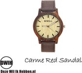 Bewell - Houten horloge - Carme Red Sandal- Sportief horloge - Canvas bandje