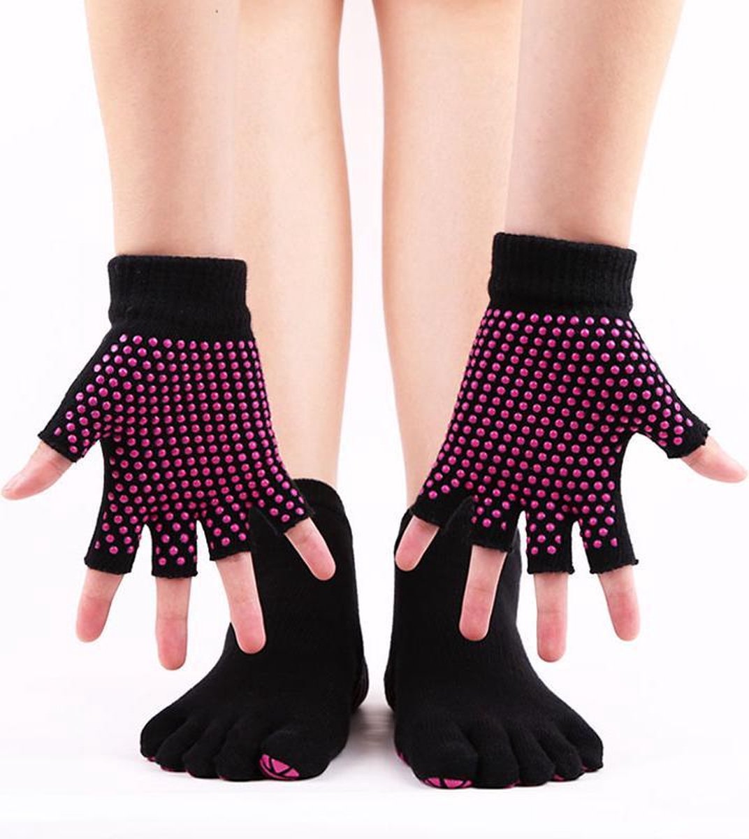 Yoga sokken en handschoenen - Sportsokken Antislip - Zwart - One size
